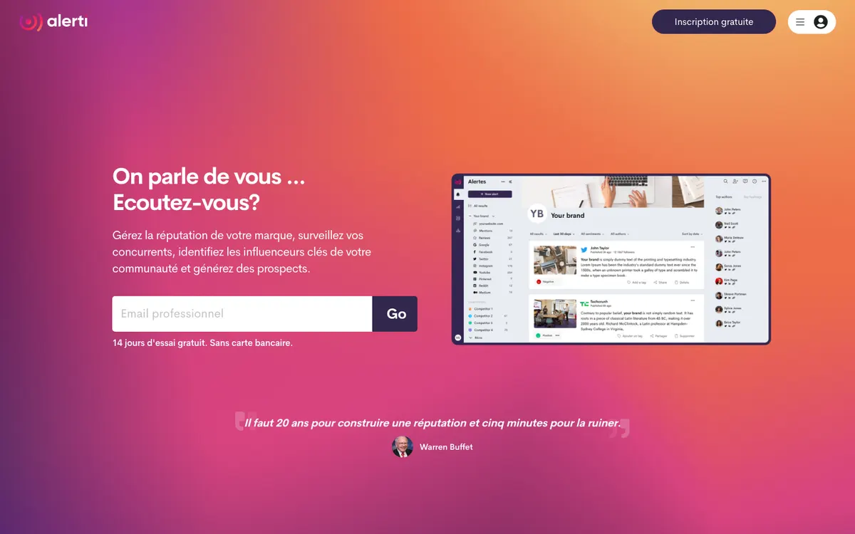 Page d'accueil de Alerti