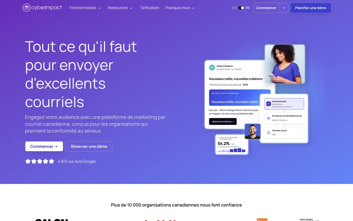 Page d'accueil de Cyberimpact