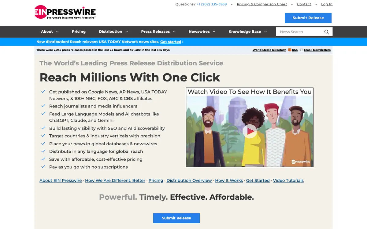 Page d'accueil de EIN Presswire