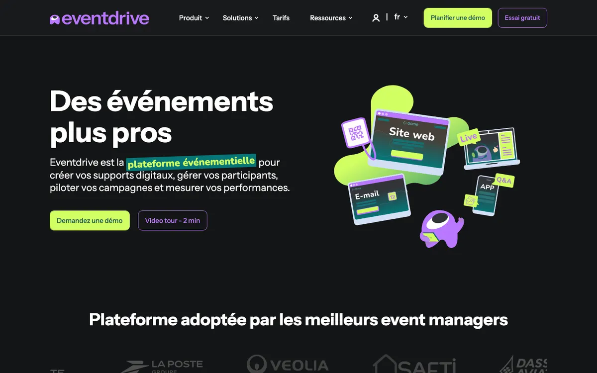 Page d'accueil de Eventdrive