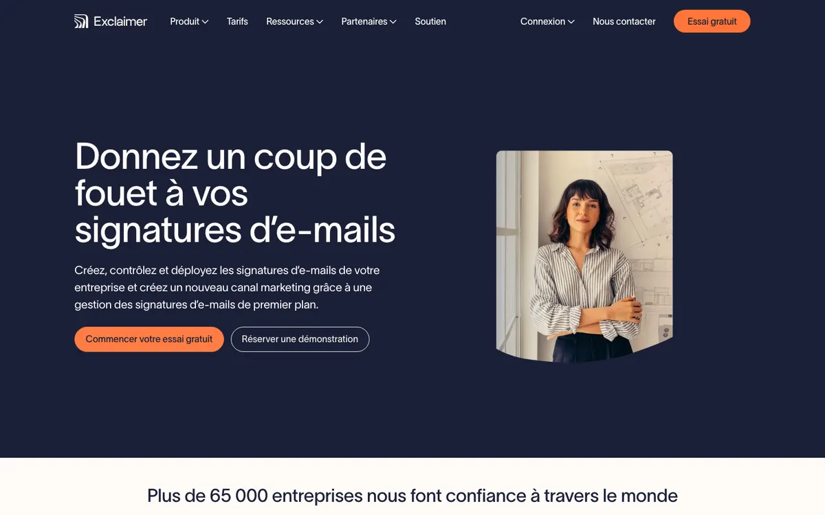 Page d'accueil de Exclaimer