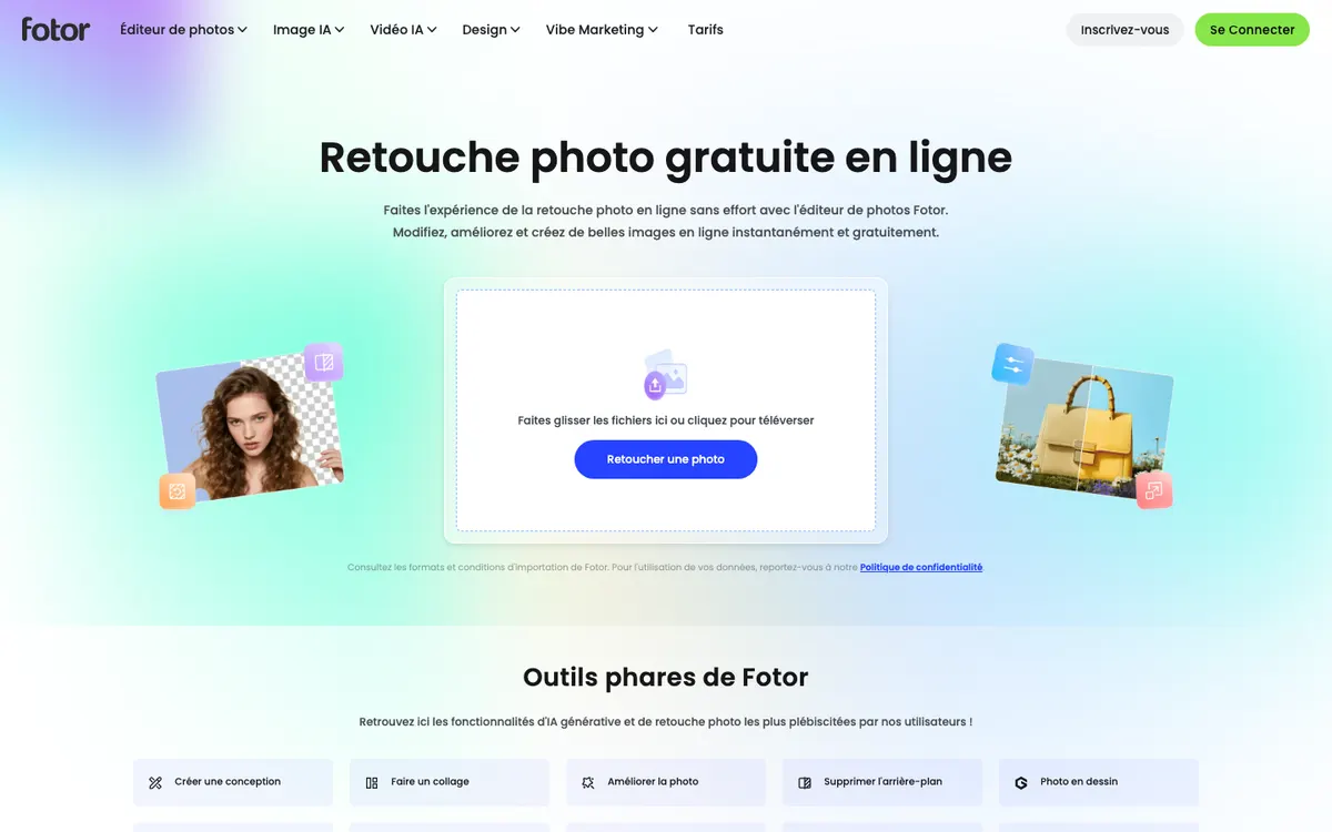 Page d'accueil de Fotor