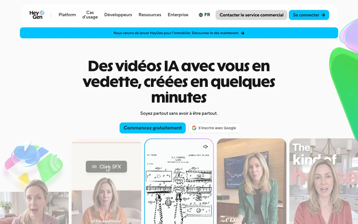 Page d'accueil de HeyGen