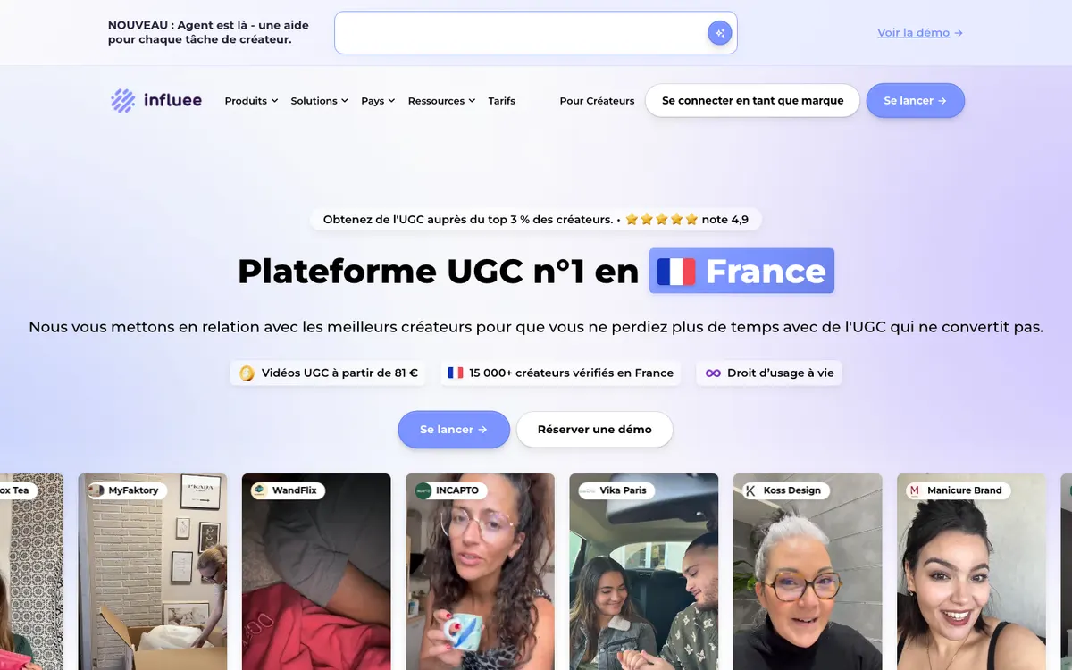 Page d'accueil de Influee