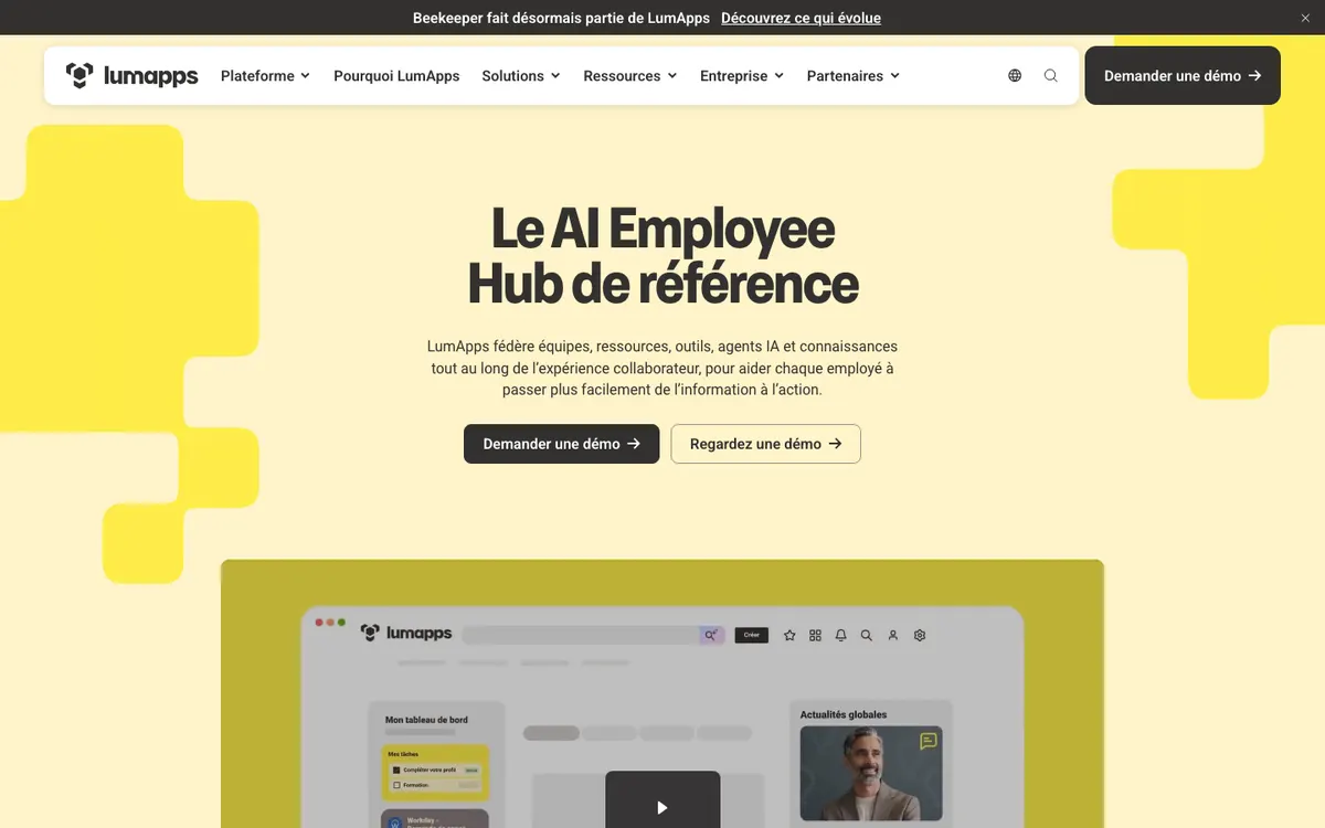Page d'accueil de LumApps