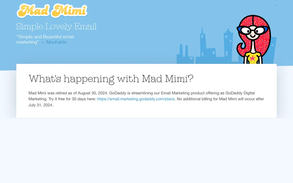 Page d'accueil de Mad Mimi