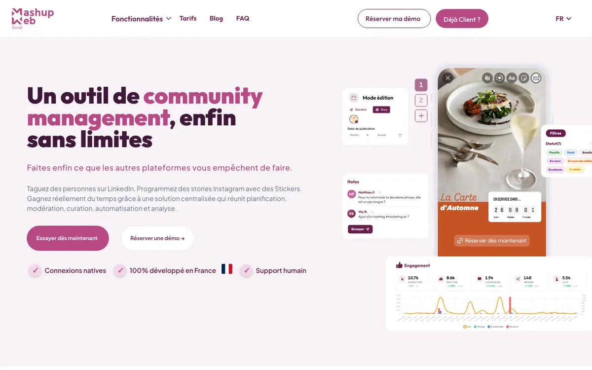 Page d'accueil de Mashup Web Social