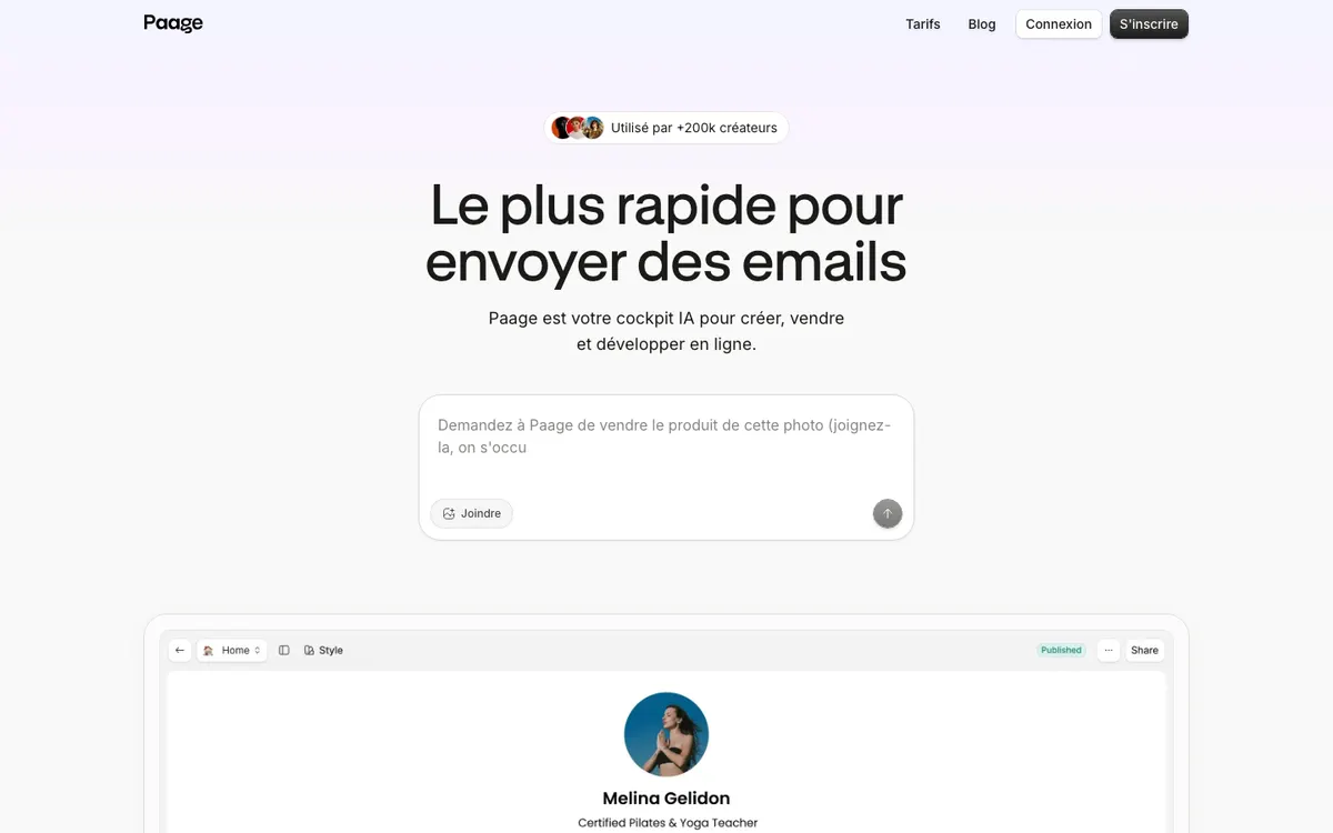 Page d'accueil de Paage