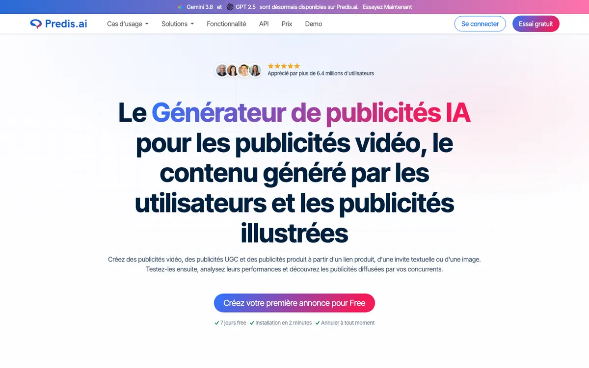 Page d'accueil de Predis.ai