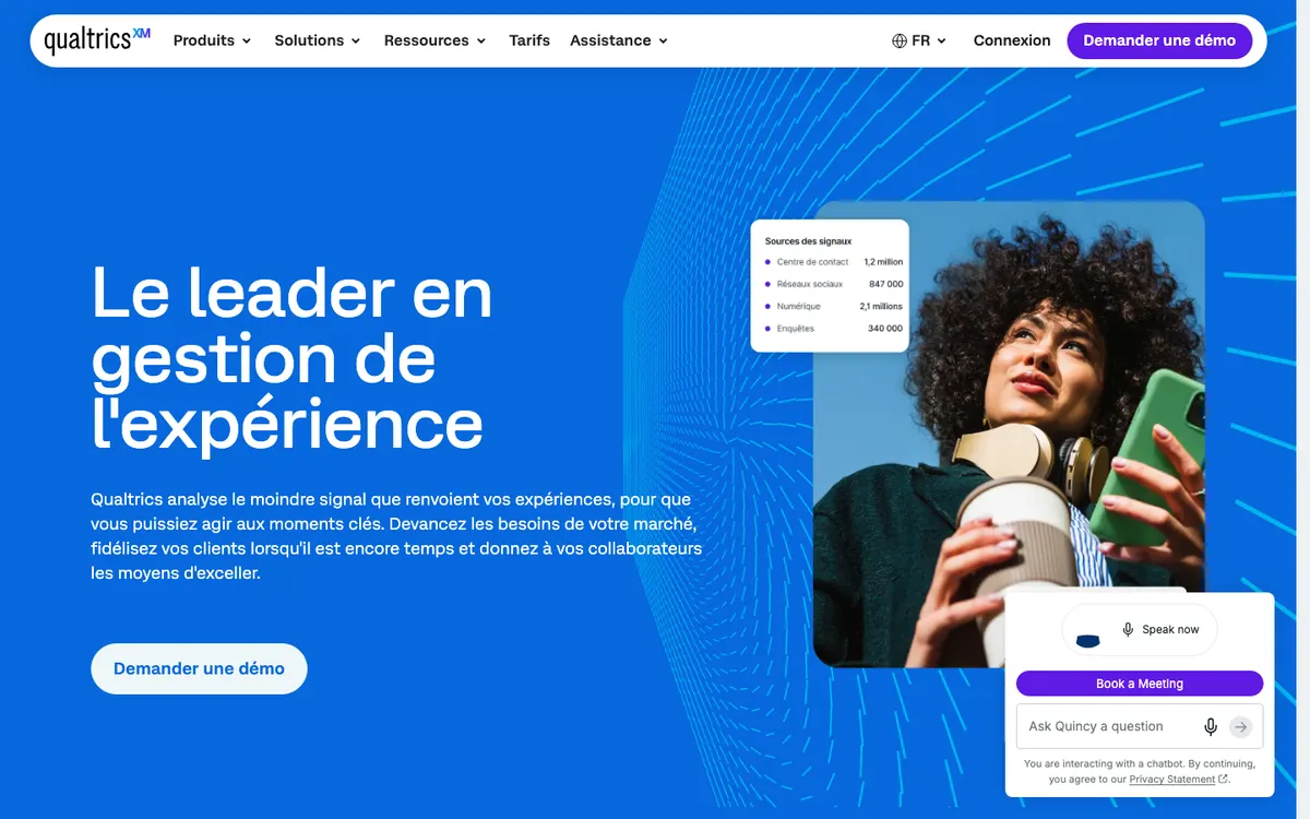 Page d'accueil de Qualtrics