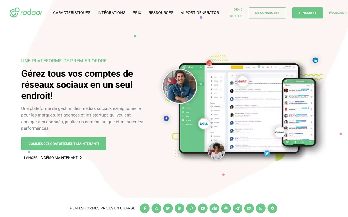 Page d'accueil de RADAAR