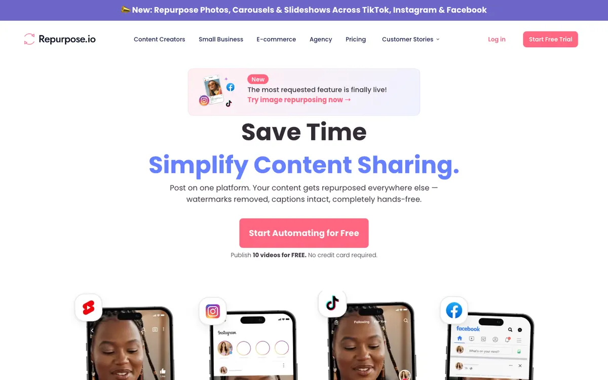 Page d'accueil de Repurpose.io