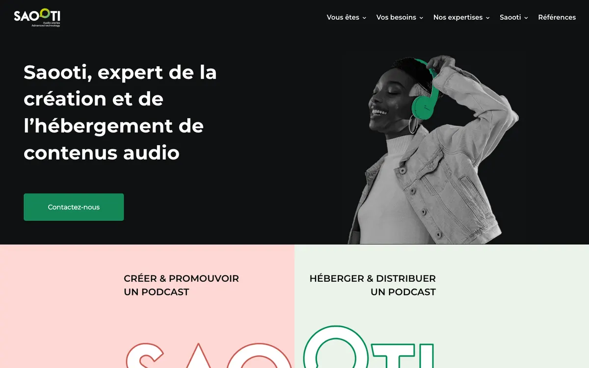 Page d'accueil de Saooti