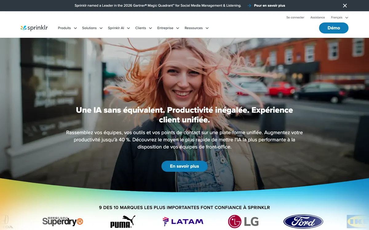 Page d'accueil de Sprinklr