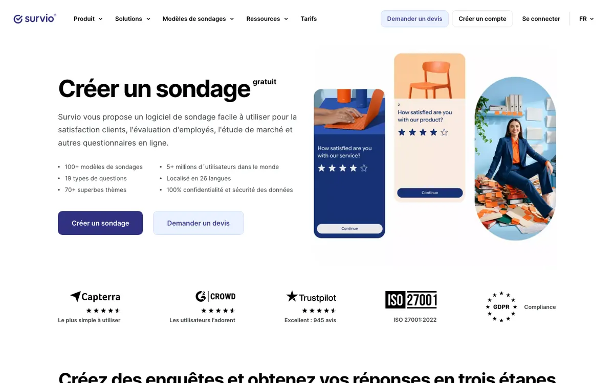 Page d'accueil de Survio
