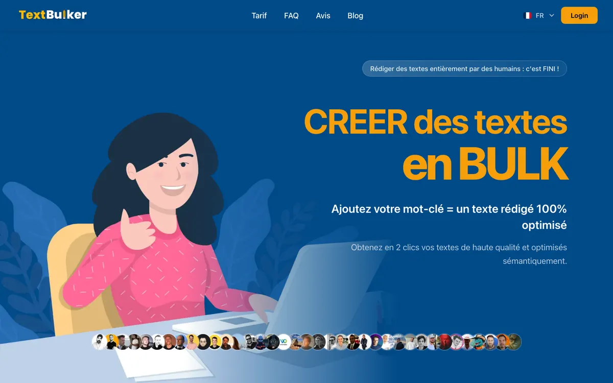 Page d'accueil de TextBulker