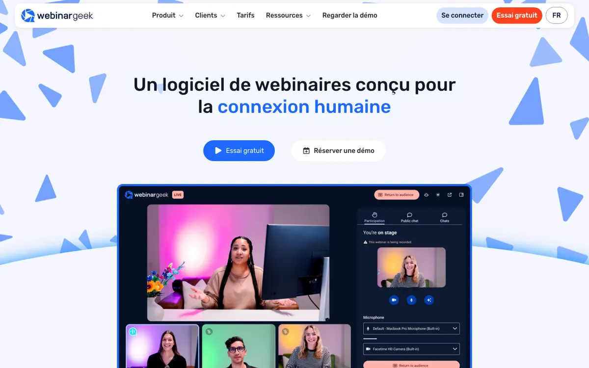 Page d'accueil de WebinarGeek